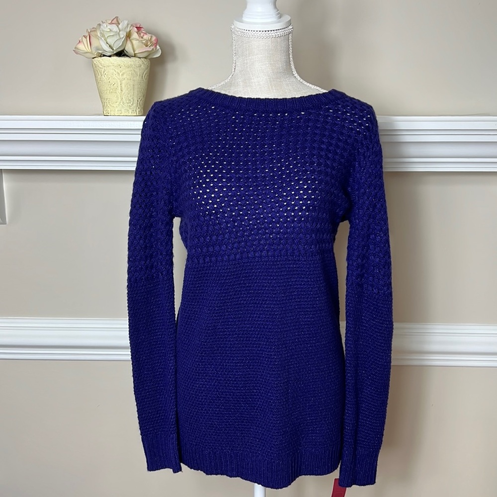 Merona Wrap Sweater Deep Purple Knit Long Sleeve Size S NWT